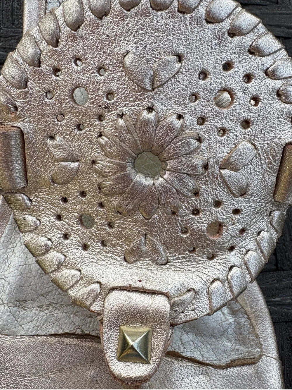 Metallic Gold Leather Thong Sandals - Women
